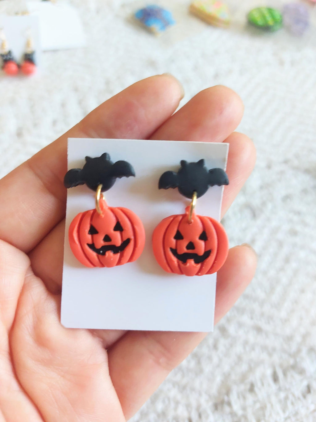 Handmade Cold Porcelain Earrings, Clay earrings,  Halloween, Day of the Dead,