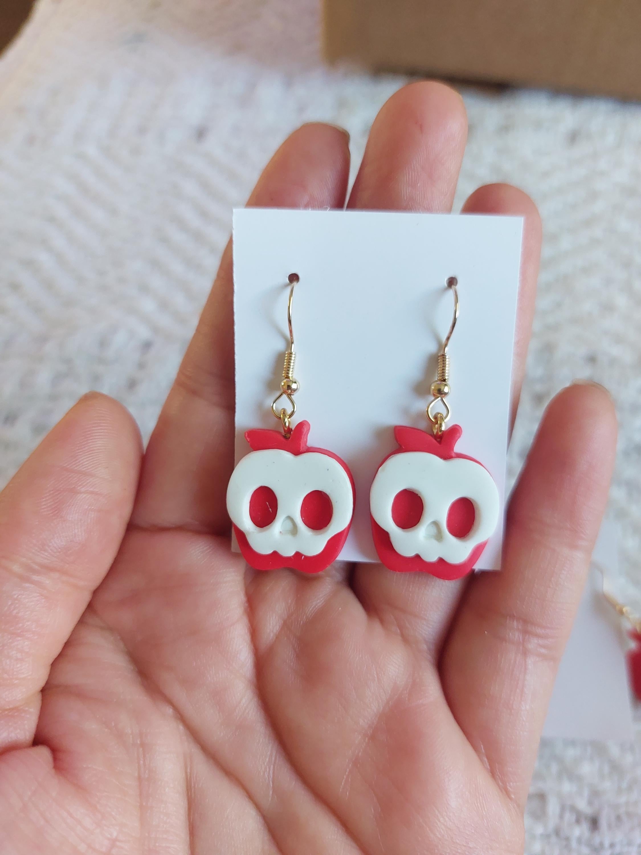 Handmade Cold Porcelain Earrings, Mexican Día de Muertos, Day of the Dead, Sugar skull.