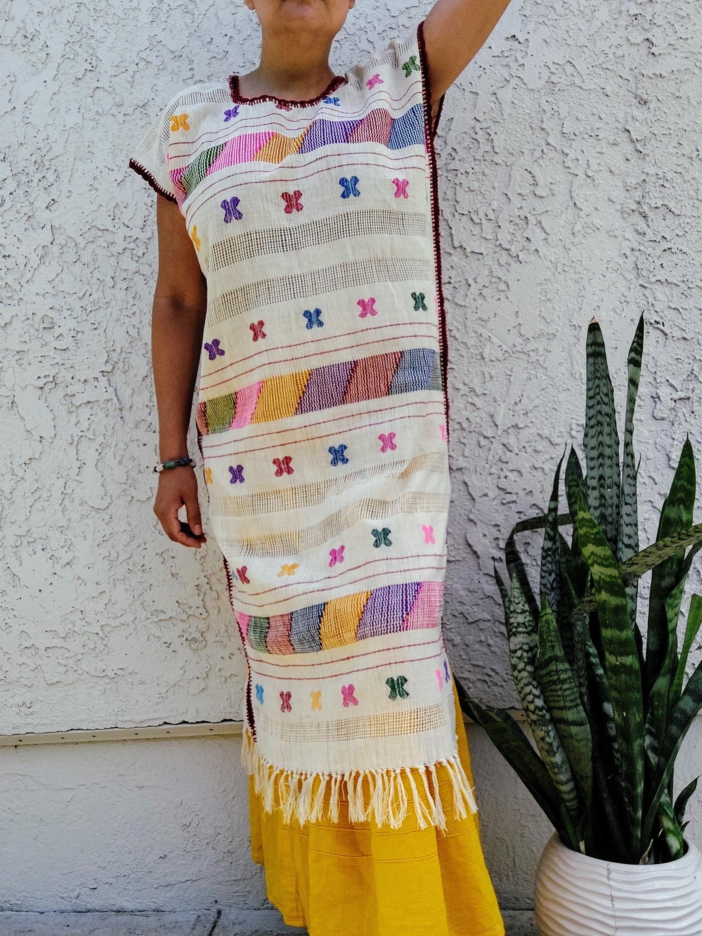 Backstrap loom Huipil, Amuzgo Huipil, Mexican Embroidery dress, Oaxacan Dress, Handcrafted - Handmade Artisian dress, Spring-Summer   S/M.