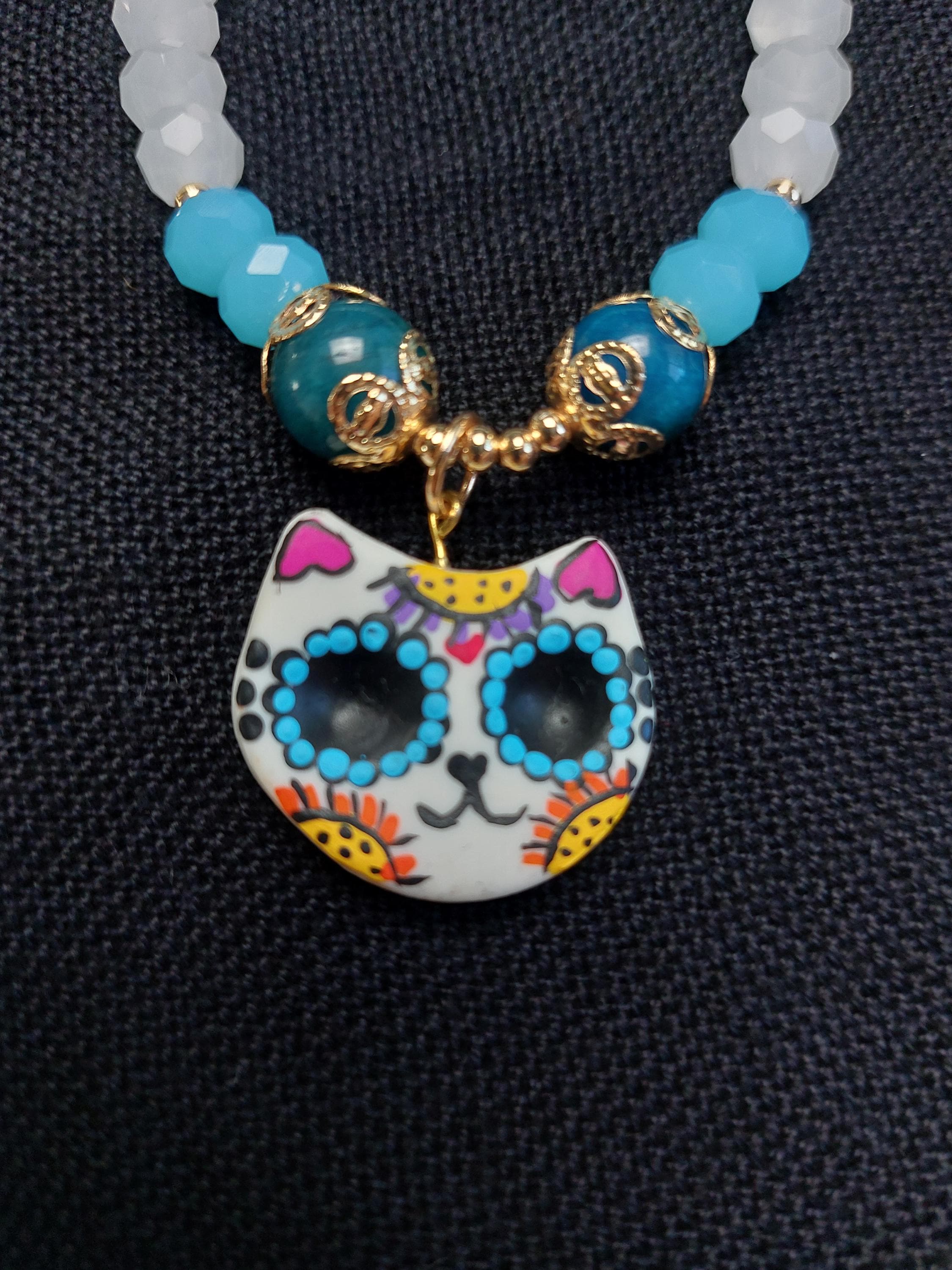 Handmade Cold Porcelain Earrings, Mexican Día de Muertos, Day of the Dead, Sugar skull.