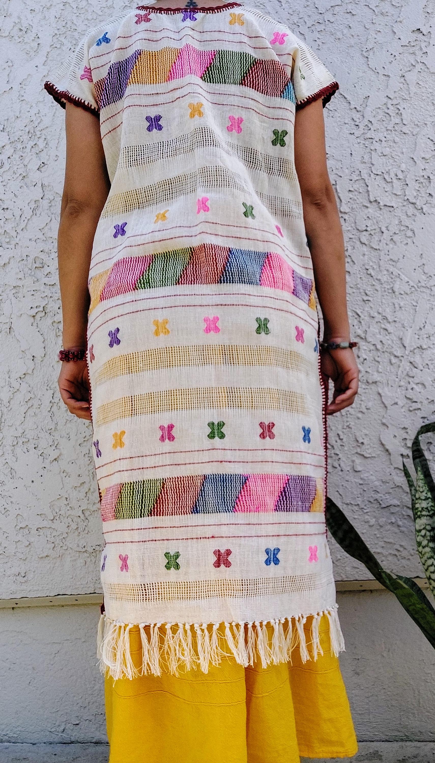 Backstrap loom Huipil, Amuzgo Huipil, Mexican Embroidery dress, Oaxacan Dress, Handcrafted - Handmade Artisian dress, Spring-Summer   S/M.
