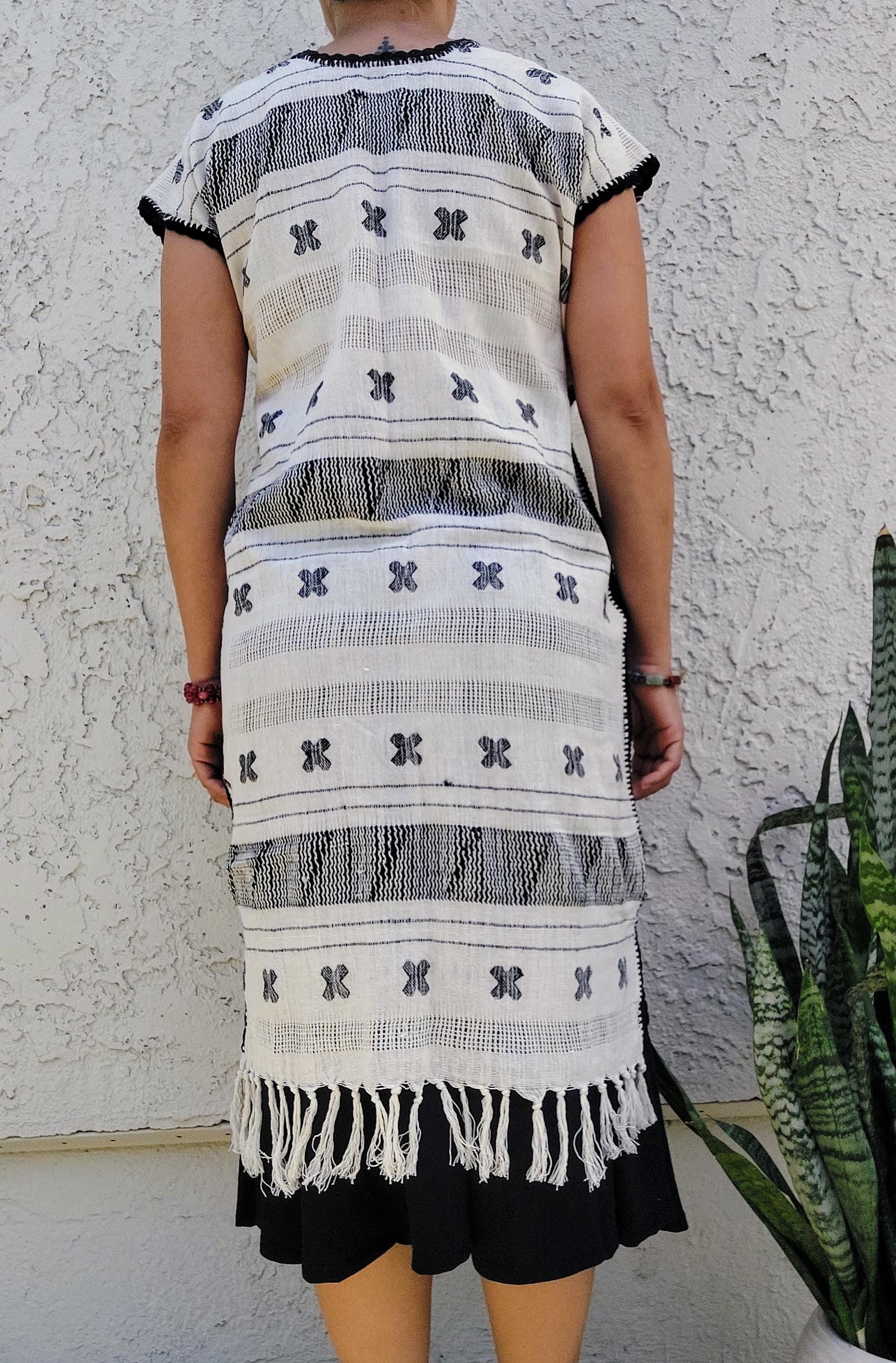 Backstrap loom Huipil, Amuzgo Huipil, Mexican Embroidery dress, Oaxacan Dress, Handcrafted - Handmade Artisian dress, Spring-Summer   S/M