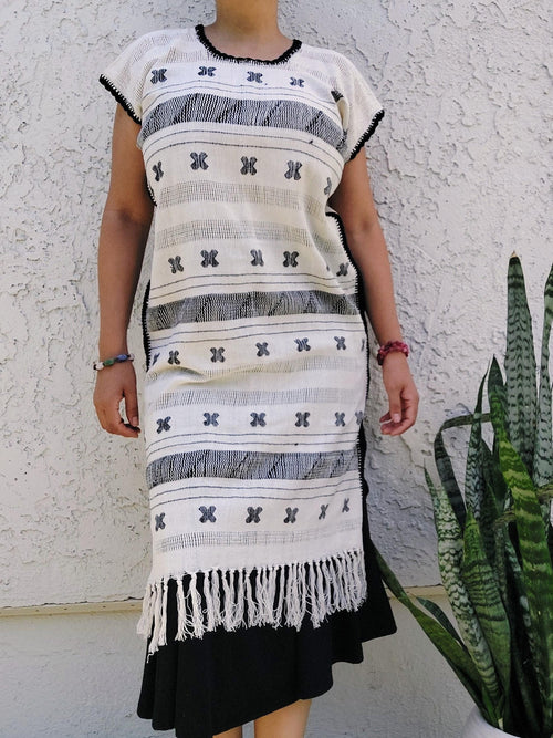 Backstrap loom Huipil, Amuzgo Huipil, Mexican Embroidery dress, Oaxacan Dress, Handcrafted - Handmade Artisian dress, Spring-Summer   S/M