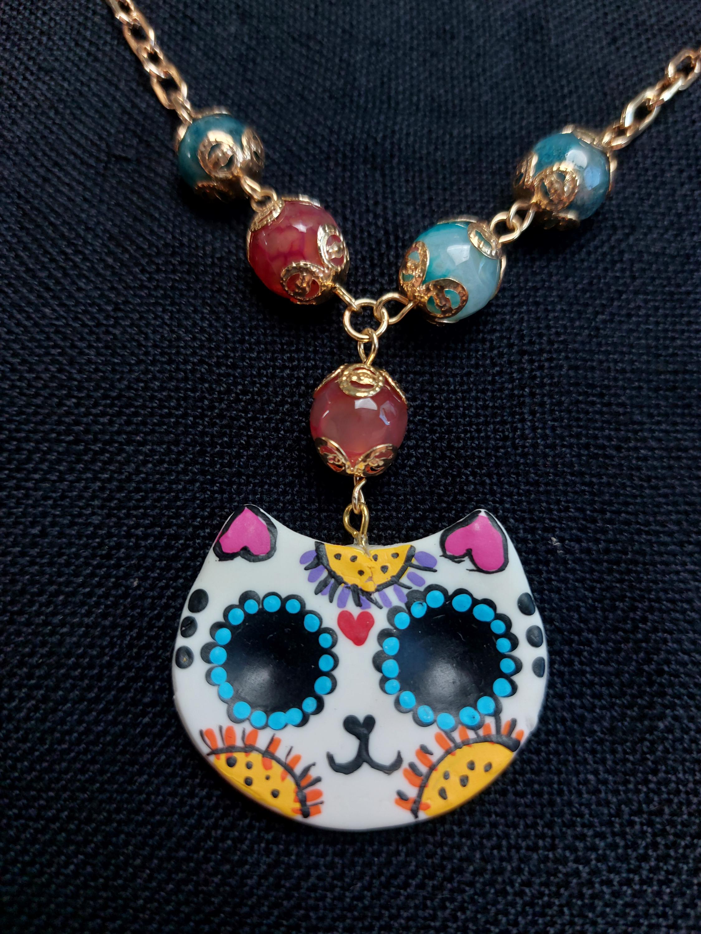 Handmade Cold Porcelain Earrings, Mexican Día de Muertos, Day of the Dead, Sugar skull.