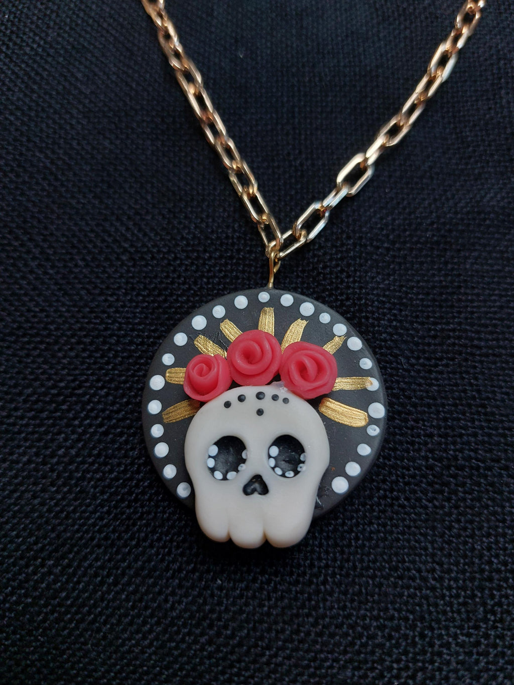 Handmade Cold Porcelain Earrings, Mexican Día de Muertos, Day of the Dead, Sugar skull.