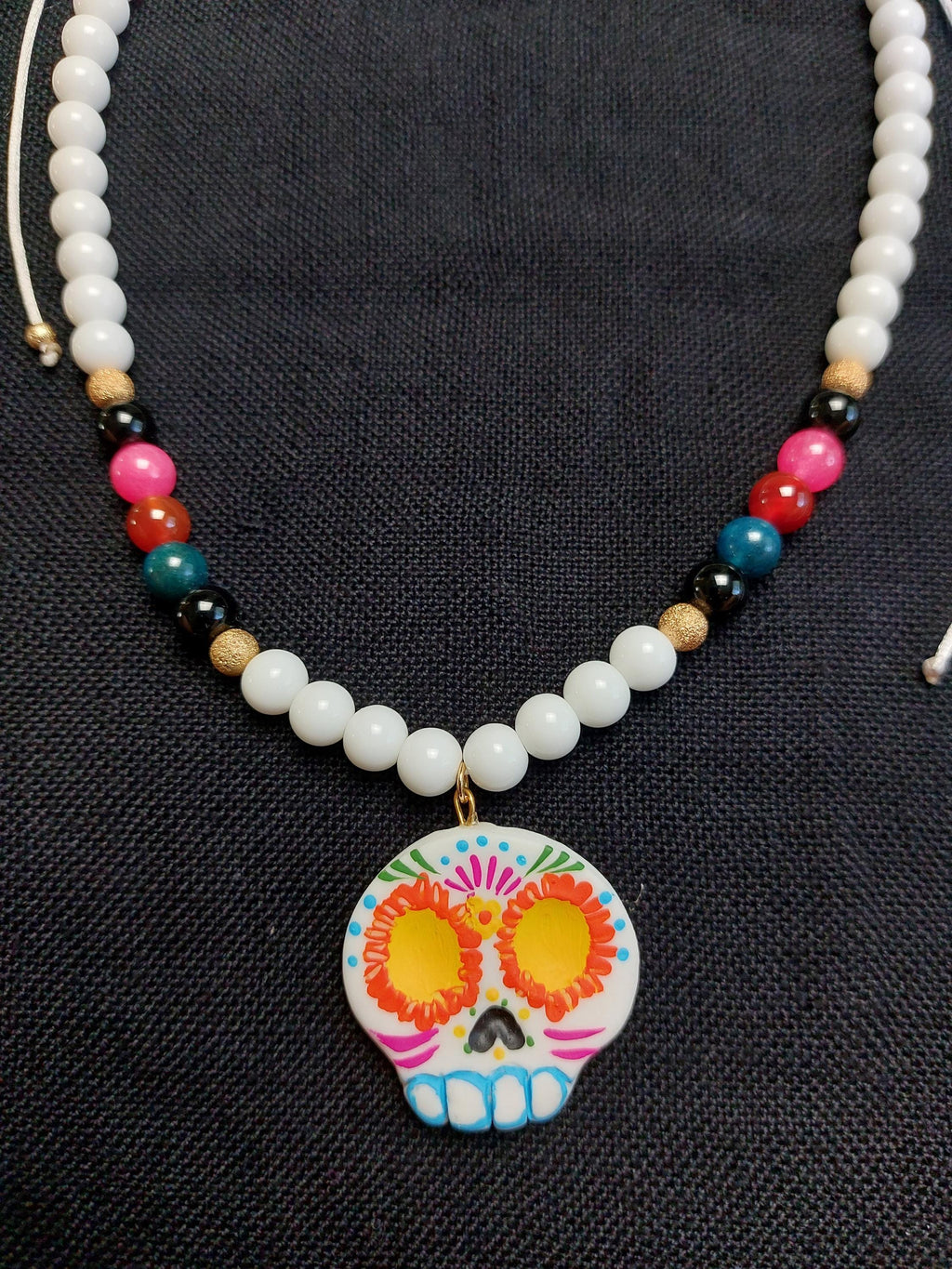 Handmade Cold Porcelain Earrings, necklace, bracelet, Mexican Día de Muertos, Day of the Dead, Sugar skull.