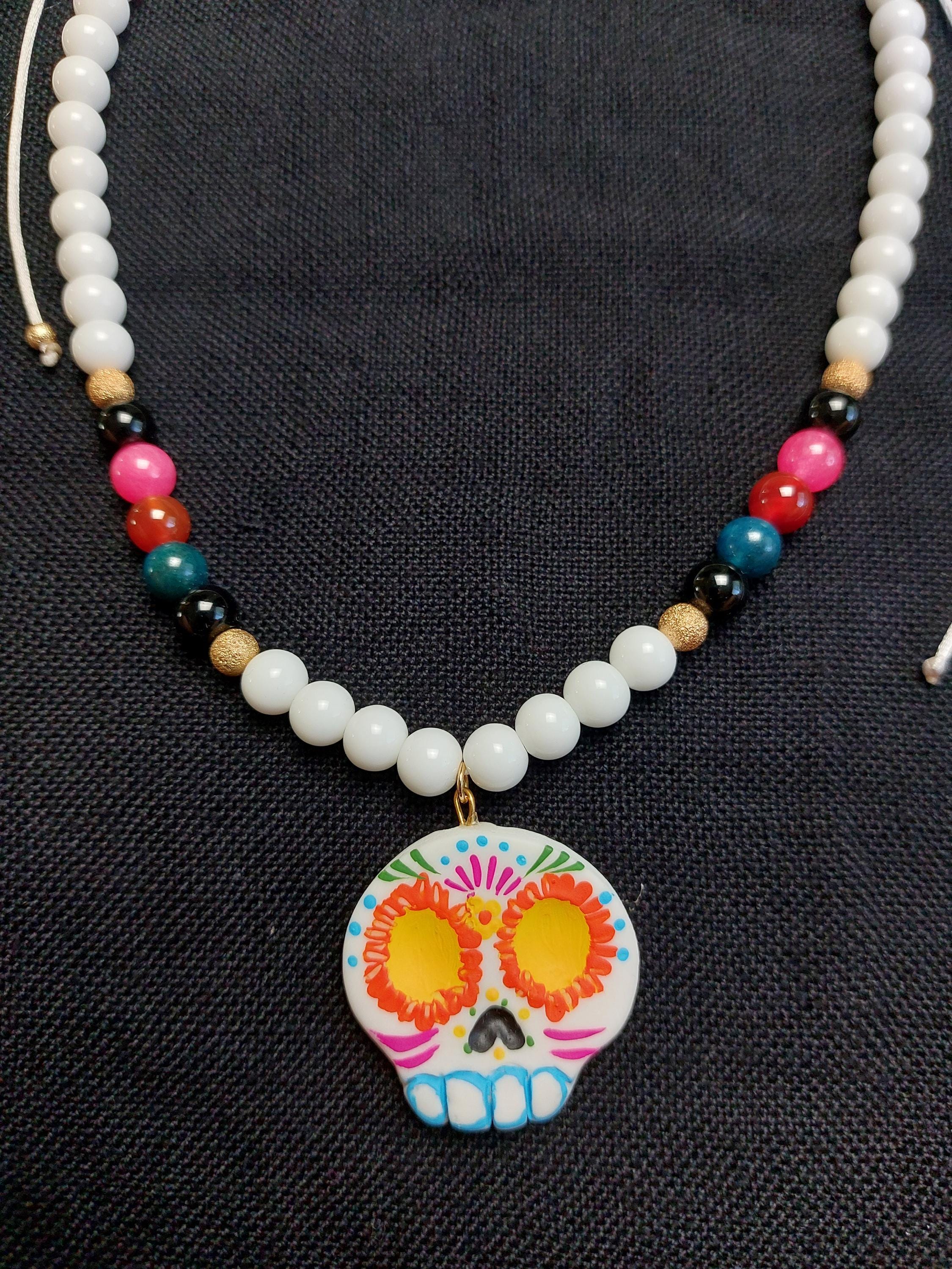 Handmade Cold Porcelain Earrings, necklace, bracelet, Mexican Día de Muertos, Day of the Dead, Sugar skull.