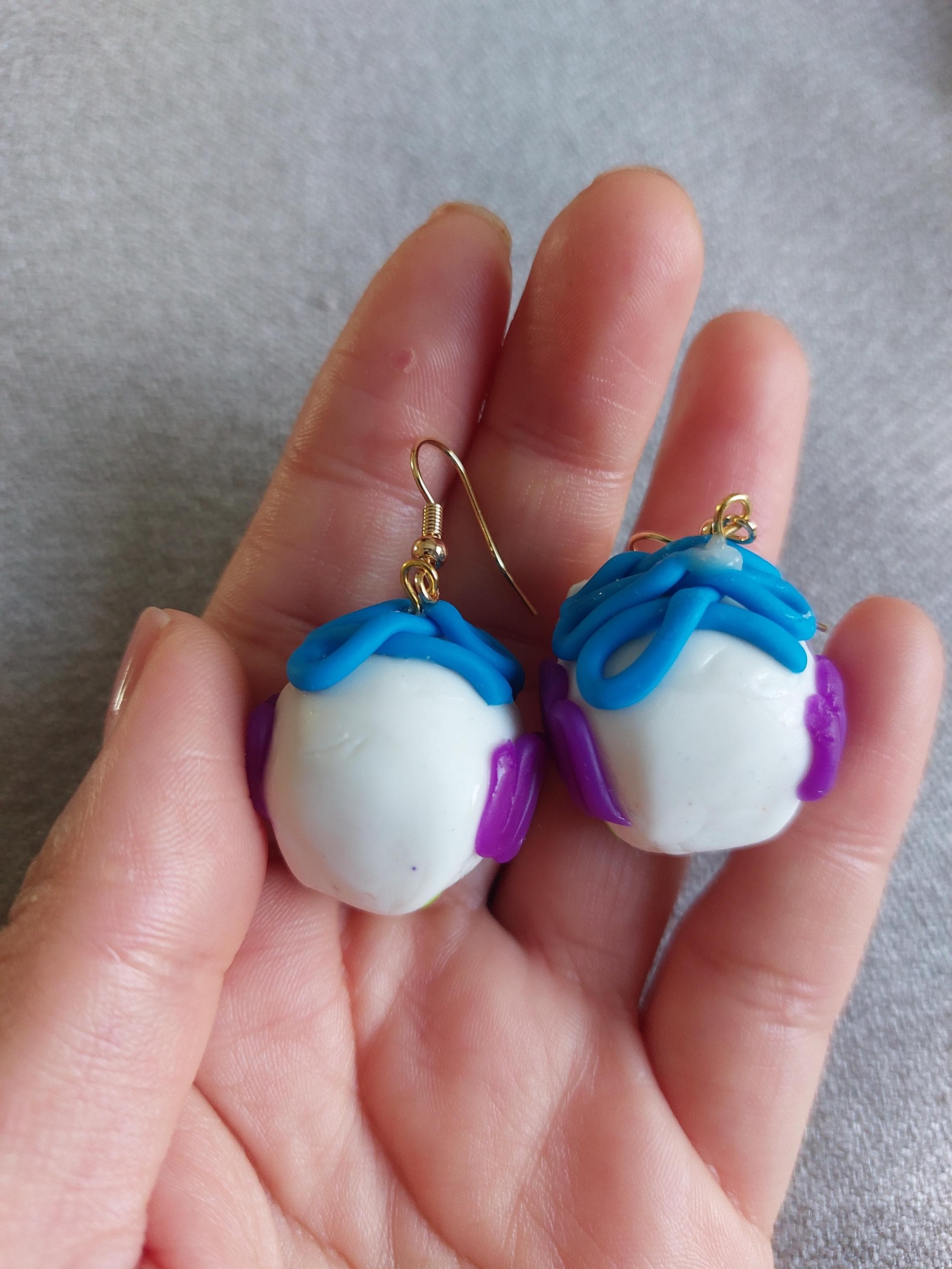 Handmade Cold Porcelain Earrings, Mexican Día de Muertos, Day of the Dead, Sugar skull.