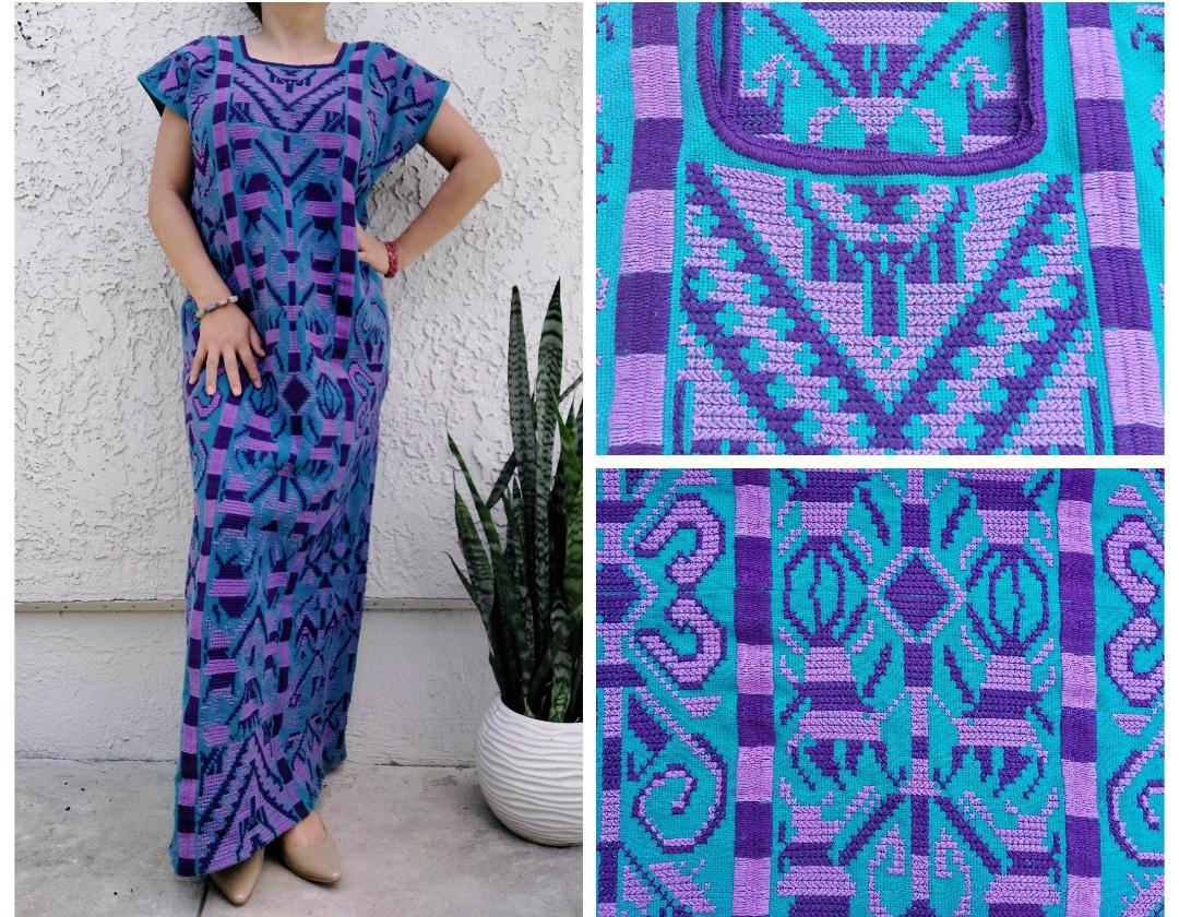 Oaxacan dress,  handmade dress, Embroidery dress, Artisian Mexican Long dress. S/M