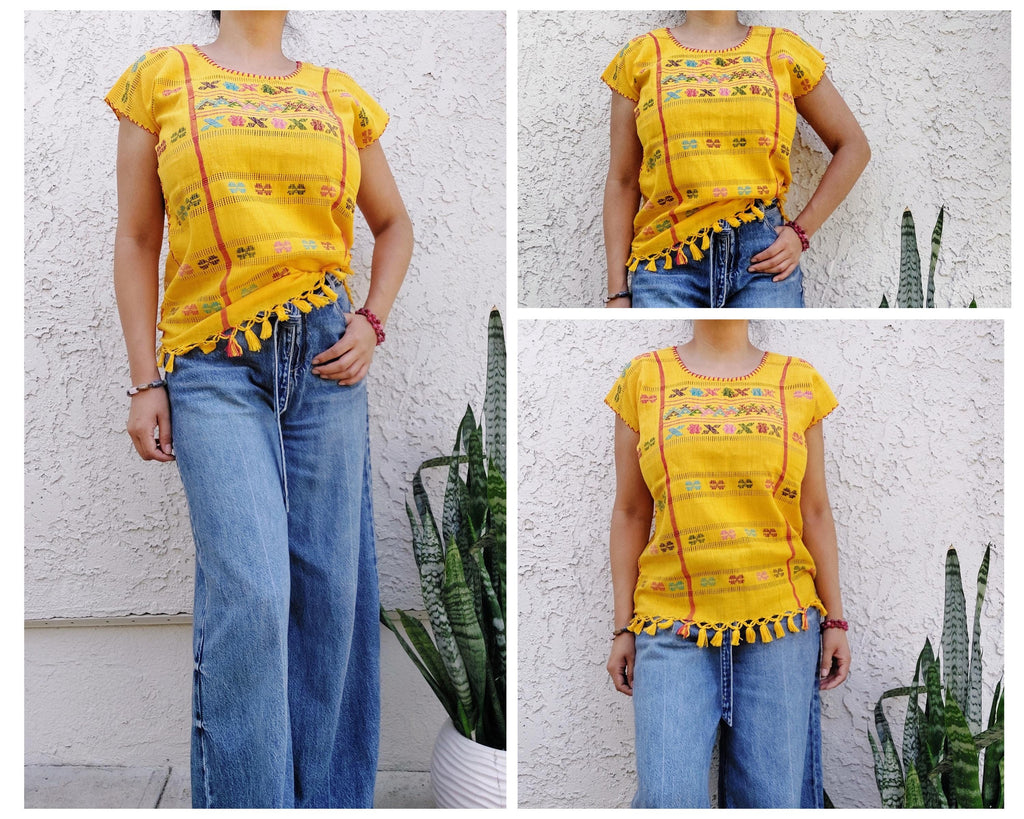 Backstrap loom Huipil, Short  Amuzgo Huipil, Mexican Embroidery dress, Oaxacan dress,  Handcrafted dress, Handmade Artisian dress.    S/M