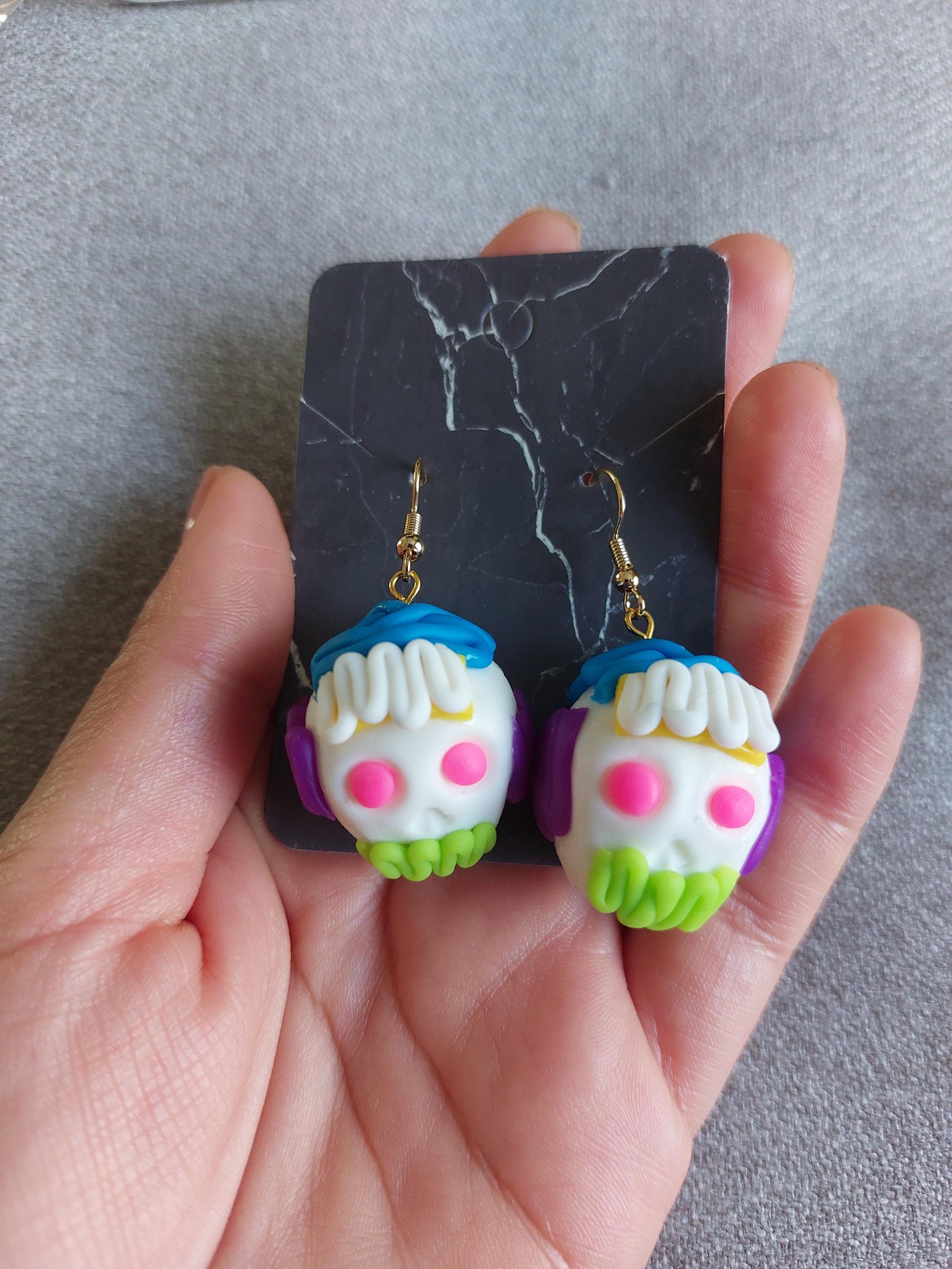Handmade Cold Porcelain Earrings, Mexican Día de Muertos, Day of the Dead, Sugar skull.